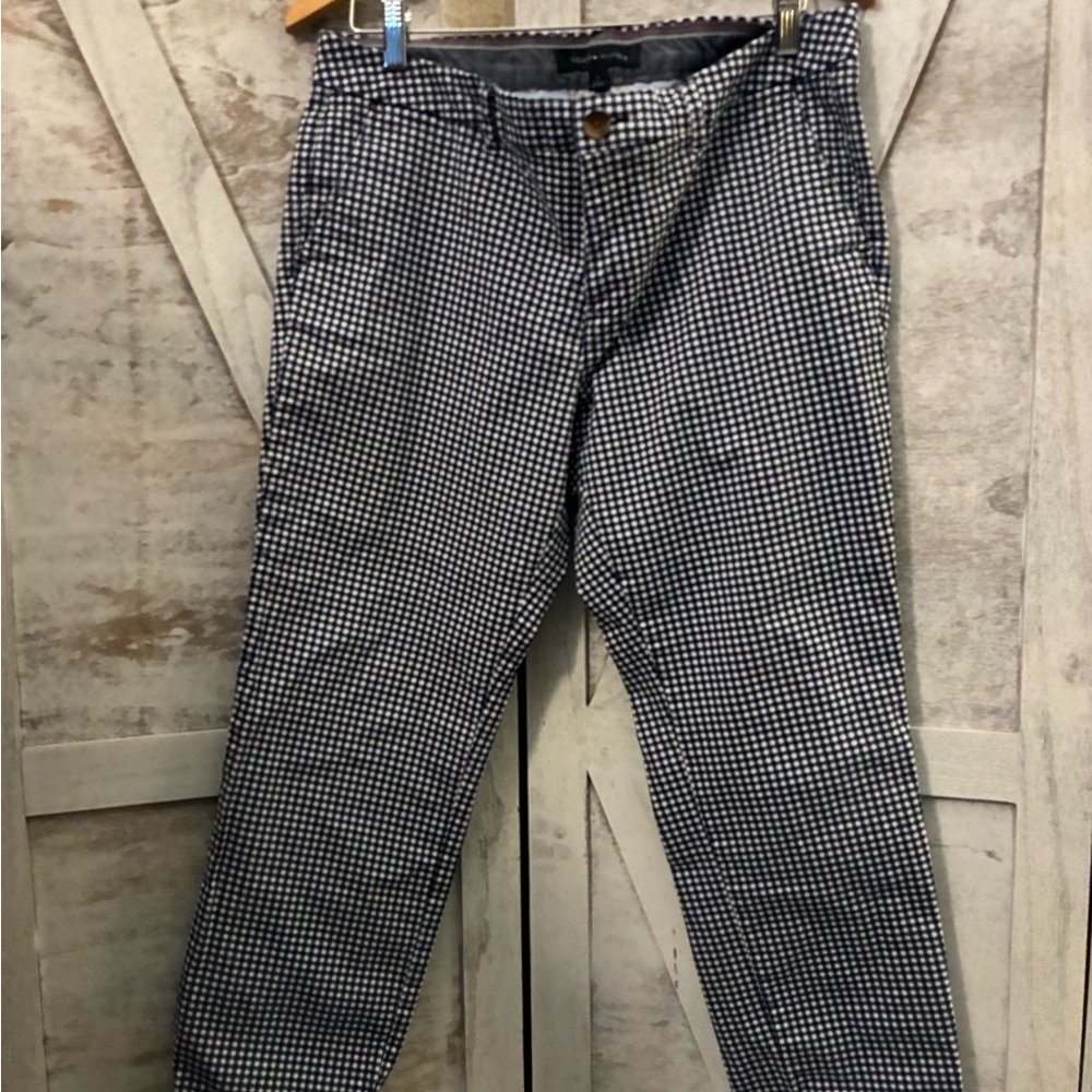 Tommy Hilfiger Navy and White Checkered Pants